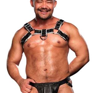 Arnés de encaje sexy para hombre con hebilla superior, de piel sintética, estilo prendas de vestir, ajuste regulable, transpirable, ecológico, para discoteca - Product Image 4