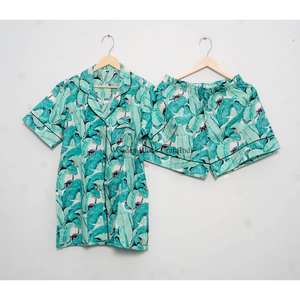 Conjunto de Pijama de 3 Piezas de Algodón Ligero de Alta Calidad para Mujer, Manga Corta, Secado Rápido, Transpirable, Ropa de Playa para Verano - Product Image 3