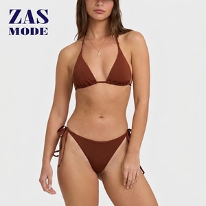 Conjunto de Bikini Triangular con Cuello Halter para Mujer, de Secado Rápido, Transpirable, con Cuentas, Colores Vibrantes, Traje de Baño de Dos Piezas para Playa, Piscina o Fiesta - Product Image 1