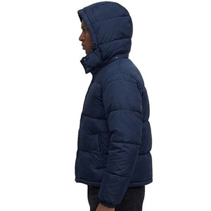 Veste pour homme bleu marine à capuche, doudoune épaisse zippée, manteau d'hiver coupe-vent décontracté, vêtement d'extérieur rembourré de duvet, manteau chaud personnalisé - Product Image 5