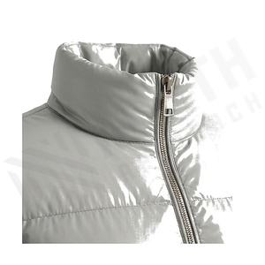 Hooded Quilted Waterproof <b>Bubble</b> Jacket Black Full Sleeve Winter Windproof Cotton Shell Knitted Fabric Polyester Filling Stand - Product Image 4