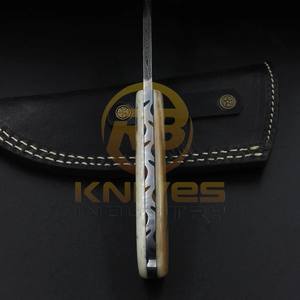 High Quality Handcrafted Damascus Steel Hunting Skinner <b>Knife</b> <b>Bone</b> <b>Handle</b> Outdoor Camping DIY Customizable OEM Service Available - Product Image 4