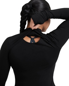 แจ็กเก็ตวิ่งโยคะและออกกำลังกายแขนยาวของผู้หญิงแห้งเร็วและระบายอากาศได้ดีสำหรับฟิตเนสกลางแจ้งและยิมเสื้อโค้ทมีซิป - Product Image 1