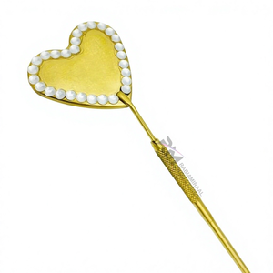 Espejo de Inspección de Pestañas con Agarre de Diamante en Forma de Corazón, Color Plasma Dorado y Piedra Blanca, Herramienta de Belleza - Product Image 5