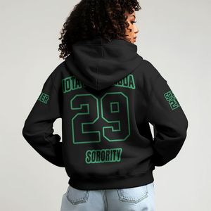 Sweat-shirt à capuche Iota Phi Lambda Sorority noir et vert émeraude, personnalisé avec l'année du chapitre, coupe classique pour femme - Product Image 2
