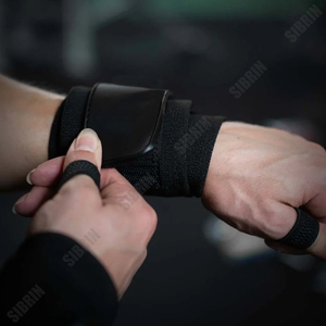 Sibrin Custom Logo <b>Black</b> Wrist <b>Wraps</b> Heavy Duty Braces Support for Powerlifting Weightlifting Wrist Support 18 Inch - Product Image 3