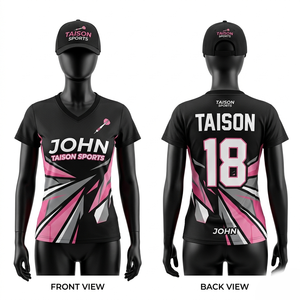 Premium 220 GSM Moisture Wicking Breathable Polyester Men's <b>Athletic</b> Jersey Custom Digital Print Short Sleeve Pink/Black - Product Image 1
