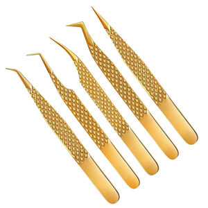 Gold-Plated High-Precision Premium Quality Wholesale Rate Stainless Steel Good Supplier Eyelash Extension and Volume Tweezers - Product Image 3