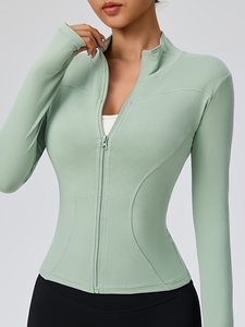 Wholesale Womens Fitness Yoga <b>Jacket</b> Base Layer Lightweight Running <b>Workout</b> Gym Training Sports Coat Slim Fit Activewear Yoga - Product Image 4