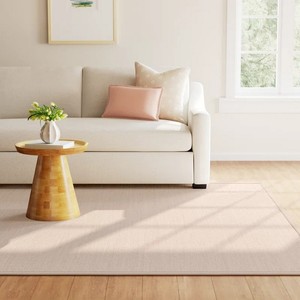 Tapis rectangulaire en coton biologique tissé plat scandinave, beige, avec dos antidérapant en caoutchouc, pour salon - Product Image 2