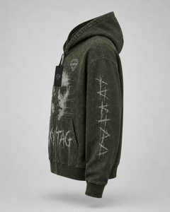 Sudadera con capucha prémium personalizada con lavado ácido, diseño de calavera, cremallera completa, estilo vintage, de peso pesado, oversize, con gráficos, para streetwear, fabricante de ropa - Product Image 2