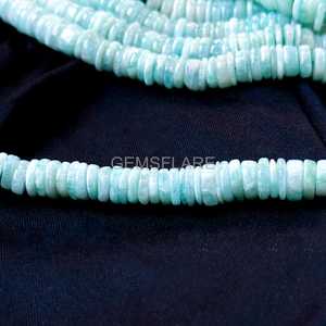 7-8MM Natural Amazonite Heishi Beads Blue Amazonite Flat Disc Smooth Gemstone Beads Amazonite Beads For Jewelry Making Wholesale - Product Image 2