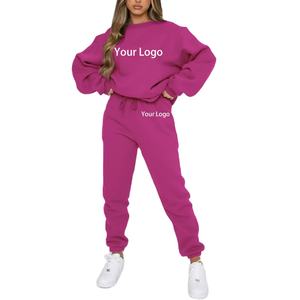 Conjunto Deportivo de 2 Piezas para Mujer, Talla Grande, Invierno, Informal, con Logotipo Personalizado, Sudadera y Pantalones Deportivos - Product Image 1