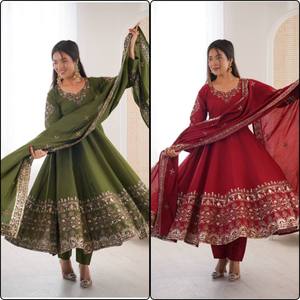 New Fashionable Indian Pakistani Top Selling Latest Designer Natural Waistline Women's Traditional Full Ready Wear Party Heavy - Product Image 6