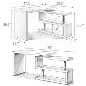 Scrivania per Computer Moderna Girevole da 47 Pollici in Noce - Product Image 3