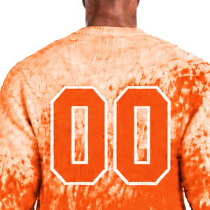 Pull en maille dégradé orange vif et blanc pour homme, col rond, manches longues, personnalisé, style streetwear décontracté, mode hiver - Product Image 4