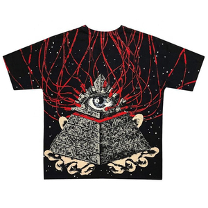 T-shirt décontracté pour homme en toile 100% coton, coupe classique, imprimé graphique sur toute la surface, OEM - Product Image 4