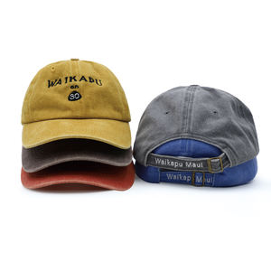 Casquette de baseball non structurée en denim de coton délavé avec logo brodé personnalisé, ajustable, 6 panneaux, style Dad Hat - Product Image 3