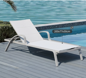 Chaise longue de <span class=keywords><strong>piscine</strong></span> moderne en aluminium de qualité supérieure avec accoudoirs, meubles d'extérieur confortables et durables pour jardin, salle à manger, hôtels - Product Image 1