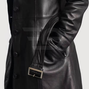 เสื้อโค้ทหนังผู้หญิงสีดำลายเรียบ คอปกพับได้ แฟชั่นฤดูหนาว เสื้อคลุมกันหนาว รับผลิตแบบ OEM และสกรีนโลโก้ตามสั่ง - Product Image 3