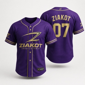 เสื้อเบสบอลผู้ชาย ZIAKOT สีม่วงทอง พิมพ์ลายสกรีน แขนสั้น ทรงปกติ ระบายอากาศได้ดี ชุดกีฬา - Product Image 1
