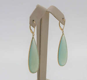 Pendientes Colgantes de Plata de Ley Chapados en Oro con Gota de Agua Verde Elegantes de Estilo Vintage al por Mayor para Mujer - Product Image 4