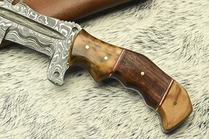 Couteau de chasse Viking Art industriel, personnalisé, fait main, en acier Damas 3mm, lame droite Tracker, manche en bois, 10 pouces, pointe tombante - Product Image 2