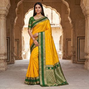 Sari Tradicional Indio de Seda Banarasi con Trabajo de Tejido Zari para Bodas y Eventos Festivos, Atuendo para Mujer - Product Image 4