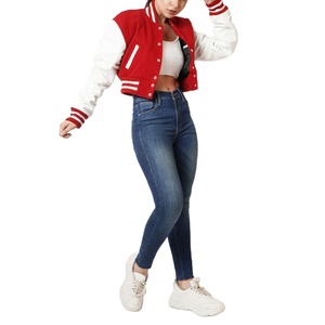 Wholesale New Stylish Ladies Crop Varsity Jackets for Sale Fall Winter High Quality Women Crop Jackets 2026 - Product Image 1