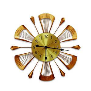 24-Inch Antique Gold Metal Wall <b>Clock</b> Handmade India Original Quartz Motive Single Face Needle for Home Living Dining Bedroom - Product Image 1