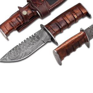 Couteau de chasse artisanal en acier Damas, lame pointue, manche en bois, épaisseur 0,6 mm, qualité DIY, prix de gros - Product Image 3