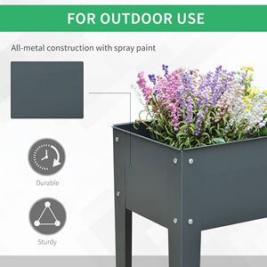 "Sturdy Dark Grey 40" X 12" X 32" Metal Raised Garden <b>Planter</b> <b>Box</b> with Drainage-Durable Outdoor Gardening Solution" - Product Image 4