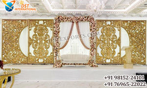 Decoración Perfecta para Escenario de Mehndi con Marco Trasero Mehrab, Elegante Marco Dorado para Boda, Decoración Majestuosa para Celebración Walima con Paisley - Product Image 3