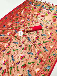 Sari en soie Pathani doux avec bordure paon tissée Zari et Meenakari, design de pallu riche, séchage rapide et sans plis - Product Image 4