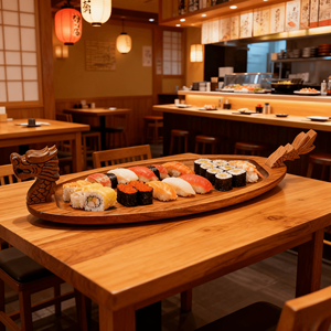 Bandeja de Sushi de Madera, Bandeja de Sushi de Madera Maciza, Bandeja para Restaurante - Product Image 2