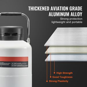 Contenitore per Azoto Liquido in Lega di Alluminio da 3 L, Serbatoio LN2 con 6 Contenitori, Attrezzatura di Refrigerazione da Laboratorio con Borsa e Cinghie per il Trasporto - Product Image 3