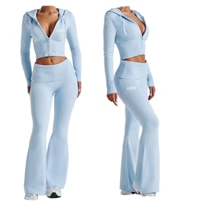 Conjunto Deportivo de Terciopelo de 2 Piezas para Mujer, Estilo Urbano, Transpirable y Ecológico, Color Sólido, para Otoño - Product Image 6