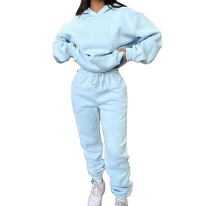 Custom Tracksuit Organic Cotton Tracksuit Sweatshirt Set for Ladies Plus Size Fleece Two-Piece Hoodie and <b>Pants</b> Autumn Clothing - Product Image 1