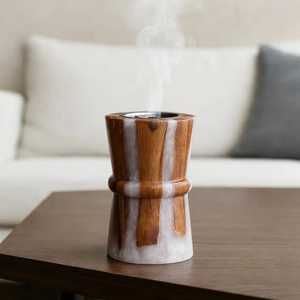 Brûleur d'encens en bois et résine époxy, design moderne, en bois d'acacia, fait main, pour la maison, cadeau de luxe pour le Ramadan - Product Image 1