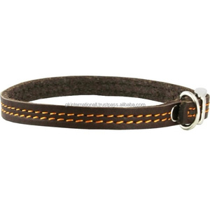 Collar de perro de cuero genuino, ligero, suave y duradero, adornado con hilo encerado grueso con hebilla niquelada y anillo en D - Product Image 3