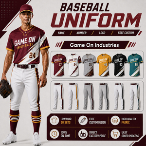 Uniformes Deportivos de Béisbol Sublimados Personalizados para Hombre, Jersey con Botones Completos y Pantalones con Ribetes, Venta al Por Mayor Directa de Fábrica - Product Image 1