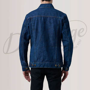 Veste en jean bleu clair pour homme, coupe slim, délavée style vintage, en coton, boutonnée, style streetwear, manteau décontracté - Product Image 3