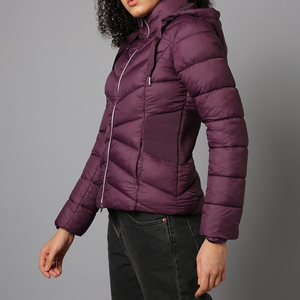 Trendy Knitted Women's Puffer <b>Jacket</b> HoodedWaterproof Windproof Breathable Zipper Padding Shiny Breathable Zipper Padding Shiny - Product Image 6