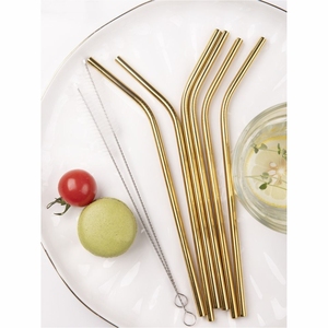 Eco-Friendly <b>Reusable</b> Pure Copper Drinking <b>Straw</b> Set Metal <b>Straws</b> Wholesale Food Grade Rose Gold Copper <b>Straw</b> For Home & Bar - Product Image 1