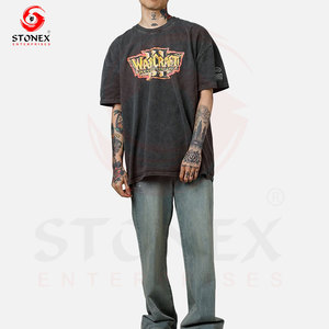 เสื้อยืดผู้ชายผ้าฝ้าย 100% 300 GSM ออกแบบโลโก้ตามสั่ง เสื้อยืดลายกราฟิกน้ำหนักมากสำหรับผู้ชาย สกรีนลายเสื้อยืด - Product Image 6