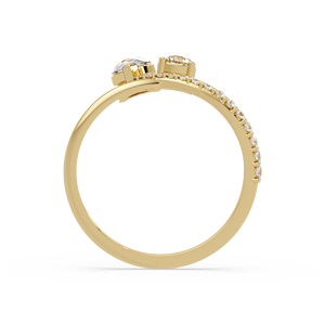 Bague de fiançailles tendance en or 14 carats Toi et Moi avec diamants de laboratoire taille poire et taille ronde, bande croisée, pour femme, bijoux fins, cadeaux - Product Image 3