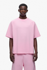Camiseta de Algodón Rosa Extra Grande para Hombre, Cuello Redondo, Manga Corta, Color Sólido, Corte Casual - Product Image 3
