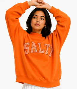 Sudadera de cuello alto extragrande personalizada para mujer, de invierno, color liso, con letras bordadas y logo frontal aplicado - Product Image 5