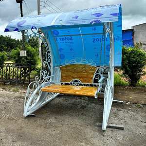 Outdoor Wrought Iron <b>Swing</b> Chair Patio Garden <b>Swing</b> Set Heavy Duty Metal Frame Elegant Design Rust Resistant Finish - Product Image 5