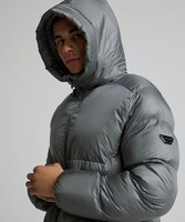 Blouson Bomber Unisexe Noir Hiver avec Capuche, Col Montant, Fermeture Éclair, Gilet Extérieur Écologique Respirant Séchage Rapide, Patchwork sur le Devant